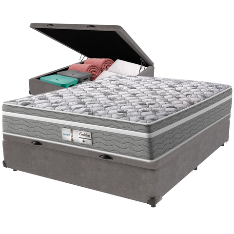 Cama Box Baú e Colchão Evolution Molas Ensacadas Casal Probel: Cinza
