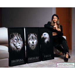 Quadro Disciplina, Execução e Foco 3 Peças - Médio Moldura Interna 93x61 - 2