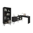 Ver imagem 2 de Kit Escrivaninha em L com Estante Multiuso e 3 Gavetas Línea Office Multimóveis MP6081 Preto