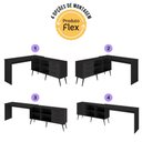 Ver imagem 6 de Kit Escrivaninha em L com Estante Multiuso e 3 Gavetas Línea Office Multimóveis MP6081 Preto