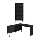 Ver imagem 7 de Kit Escrivaninha em L com Estante Multiuso e 3 Gavetas Línea Office Multimóveis MP6081 Preto