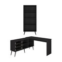 Ver imagem 5 de Kit Escrivaninha em L com Estante Multiuso e 3 Gavetas Línea Office Multimóveis MP6081 Preto