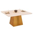 Ver imagem 7 de Sala de Jantar Completa Itália Tampo Madeirado C- Vidro Curvo 136x136cm e 8 Cadeiras Ondina Cedro-