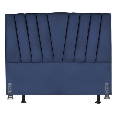 Cabeceira Cama Box Queen 160 Cm Safira em Suede com Frame:azul Marinho