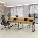 Ver imagem 1 de Plataforma Dupla Escrivaninha Tub Corporativa Light 4 Lugares 220cm Industrial Samba e Preto
