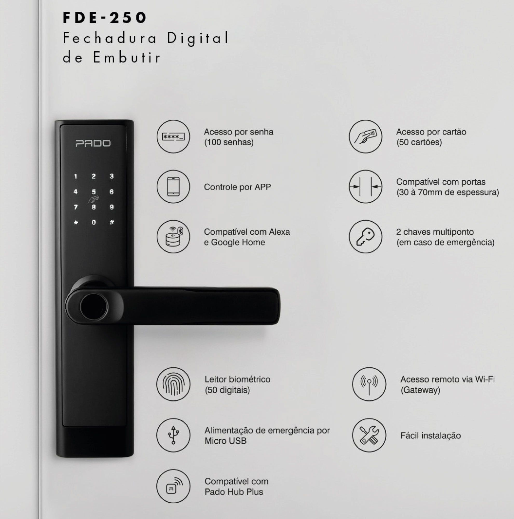 Fechadura Digital Inteligente Pado Fde-250 - 4