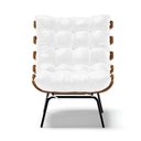 Ver imagem 6 de Kit 02 Poltronas Costela Corano Branco Base Metálica Preto