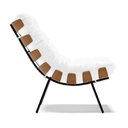 Ver imagem 5 de Kit 02 Poltronas Costela Corano Branco Base Metálica Preto
