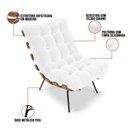 Ver imagem 3 de Kit 02 Poltronas Costela Corano Branco Base Metálica Preto