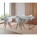 Ver imagem 1 de Mesa Jantar Industrial Filadélfia Branca 137x90cm Base Cobre com 4 Poltronas Brancas Eames Eiffel Ma