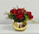 Ver imagem 2 de Arranjo de Flores Rosas Vermelhas Artificiais no Vaso