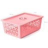 Kit 6 Caixas Cestos Organizadores Empilháveis G com Tampas Alças Laterais Uz Rosa - 3