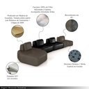 Ver imagem 3 de Sofá Ilha Sala de Estar Dakota 4 Módulos 626cm Encostos Almofadas Soltas PU Marrom/Preto G33 - Gran