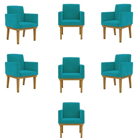Kit 7 Poltronas Decorativa Reforçada Oferta - Balaqui Decor Cor:Azul Turquesa
