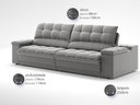 Ver imagem 3 de Sofá com Porta Copos e Carregador Usb Ret Rec Luke 2,50m Veludocristal Cinza - Netsofas