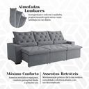 Ver imagem 2 de Sofá Retrátil 230m 3 Lugares em Suede com Estrutura Reforçada Milão Cinza Claro