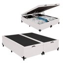 Ver imagem 1 de Cama Box com Baú Casal Bipartido Sintético Pneumático Branco Royal Sleep