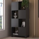 Ver imagem 1 de Armario Estante Multiuso 4 Portas 4 Nichos 68x145 cm Preto Artany
