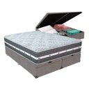 Ver imagem 1 de Cama Box com Baú Cinza e Colchão King Black Grafit Anjos