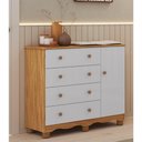 Ver imagem 3 de Comoda Junior New 1 Porta 4 Gavetas - Moveis Peroba Amendoa-branco