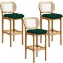 Ver imagem 1 de Kit 03 Banquetas Altas para Cozinha Bancada Sala Tela Betta Fixa L02 Bouclê Verde - Lyam
