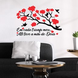 Adesivo de Parede Decorativo Triunfo Meu Teve a Mão de Deus - Cor Preta - 3