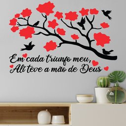 Adesivo de Parede Decorativo Triunfo Meu Teve a Mão de Deus - Cor Preta - 2