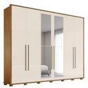 Ver imagem 1 de Guarda Roupa Casal Atalaia 6 Portas e 6 Gavetas Nature/Off White com Espelho - Móveis Henn
