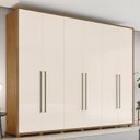 Ver imagem 2 de Guarda Roupa Casal Atalaia 6 Portas e 6 Gavetas Nature/Off White com Espelho - Móveis Henn