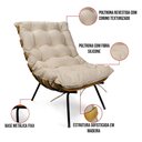 Ver imagem 7 de Poltrona e Puff Costela Base Fixa Preta para Sala Corino Text Bege S01 - D'Rossi