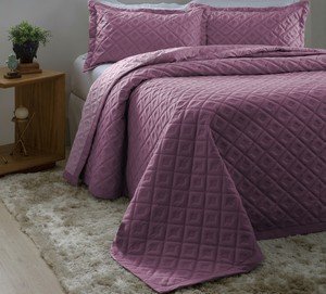 Kit Colcha Boutis Madri 3d Queen Rozac 3 Peças  Cor Rosa