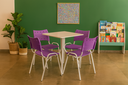 Ver imagem 1 de Jogo Mesa Redonda para Restaurante Comércio com 4 Cadeiras Iso Roxa Base Branca Ecomhome