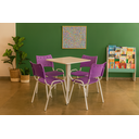 Ver imagem 1 de Jogo Mesa Redonda para Restaurante Comércio com 4 Cadeiras Iso Roxa Base Branca Ecomhome