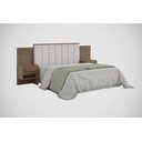 Ver imagem 1 de Cabeceira para Cama Queen Size Ripada Irís Estofada com 2 Mesas de Cabeceira D Doro Castanho/ripado