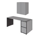Ver imagem 7 de Mesa para Escritório com Balcão e Armário Aéreo 170cm Cinza Sagrado com Preto F5 Office