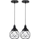 Ver imagem 1 de 2 Pendentes Aramado Esfera Balonê Preto Lustre Luminária Teto Regulável Sala Cozinha Industrial Agp