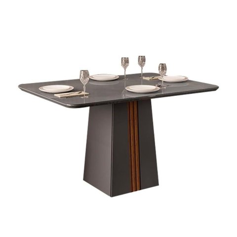 Mesa para Cozinha Italia Tampo Madeirado Vidro 120x90cm Cinza Urbano-freijo-cinza Urbano - Dj Mó