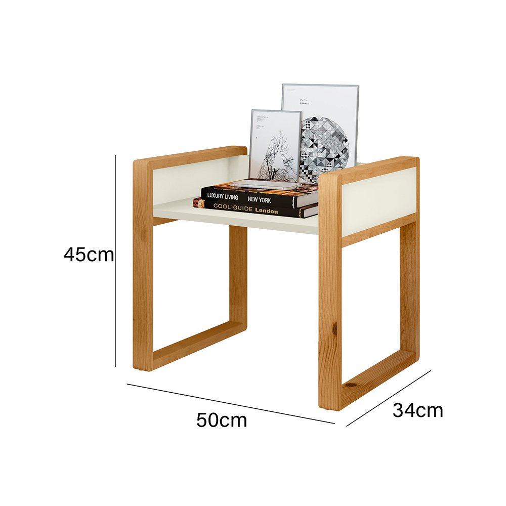 Mesa de Cabeceira New Moderno em Mdf Múltipla Móveis - Off White - 3