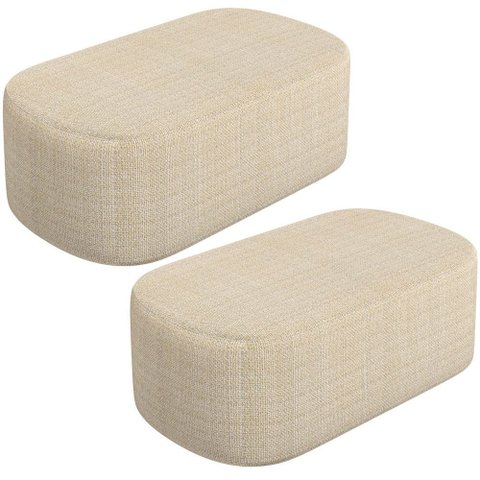 Kit 02 Puffs Decorativo Orgânico para Living Quarto 100cm Doha W01 Linho Palha - Lyam Decor