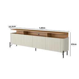 Rack para Sala com Portas Brise 180cm Pés em Metal 100% Mdf Cor:louro e Luna com Preto - 3