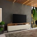 Ver imagem 1 de Rack para Sala com Portas Brise 180cm Pés em Metal 100% Mdf Cor:louro e Luna com Preto