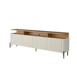 Rack para Sala com Portas Brise 180cm Pés em Metal 100% Mdf Cor:louro e Luna com Preto - 2