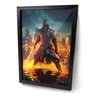 Quadro Gamer Ninja Dark Fogo Moldura e Vidro Preta - 1