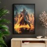 Quadro Gamer Ninja Dark Fogo Moldura e Vidro Preta - 2