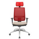 Ver imagem 1 de Cadeira Office Brizza Tela Vermelha com Encosto Assento Poliéster Fendi Autocompensador 126cm -