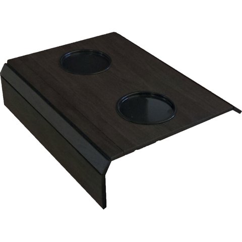 Kit 2 Bandejas Esteira com Porta Copos Duplo - Cor: Carvalho Ebano