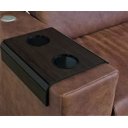 Ver imagem 2 de Kit 2 Bandejas Esteira com Porta Copos Duplo - Cor: Carvalho Ebano