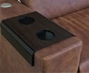 Ver imagem 2 de Kit 2 Bandejas Esteira com Porta Copos Duplo - Cor: Carvalho Ebano