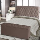 Ver imagem 2 de Kit Estrela Cabeceira de Cama Box Casal 140 Cm + Calçadeira Baú Suede Rosê do Lar Móveis e