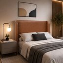 Ver imagem 1 de Cabeceira Casal Estofada Ideal para Cama Queen 160cm Corino - Avelã Camel